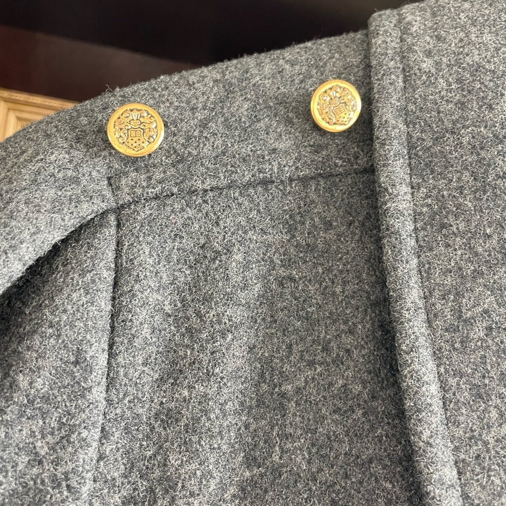 Vintage J. Gallery Wool Blend Gray Double Breasted Gold Buttons Coat - Picture 4 of 6